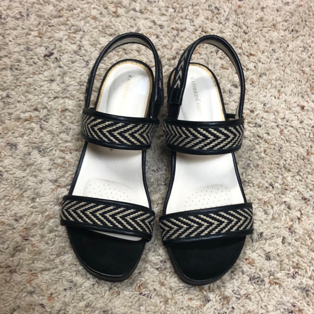 Katherine Kelly sandals, black/tan, size 9M